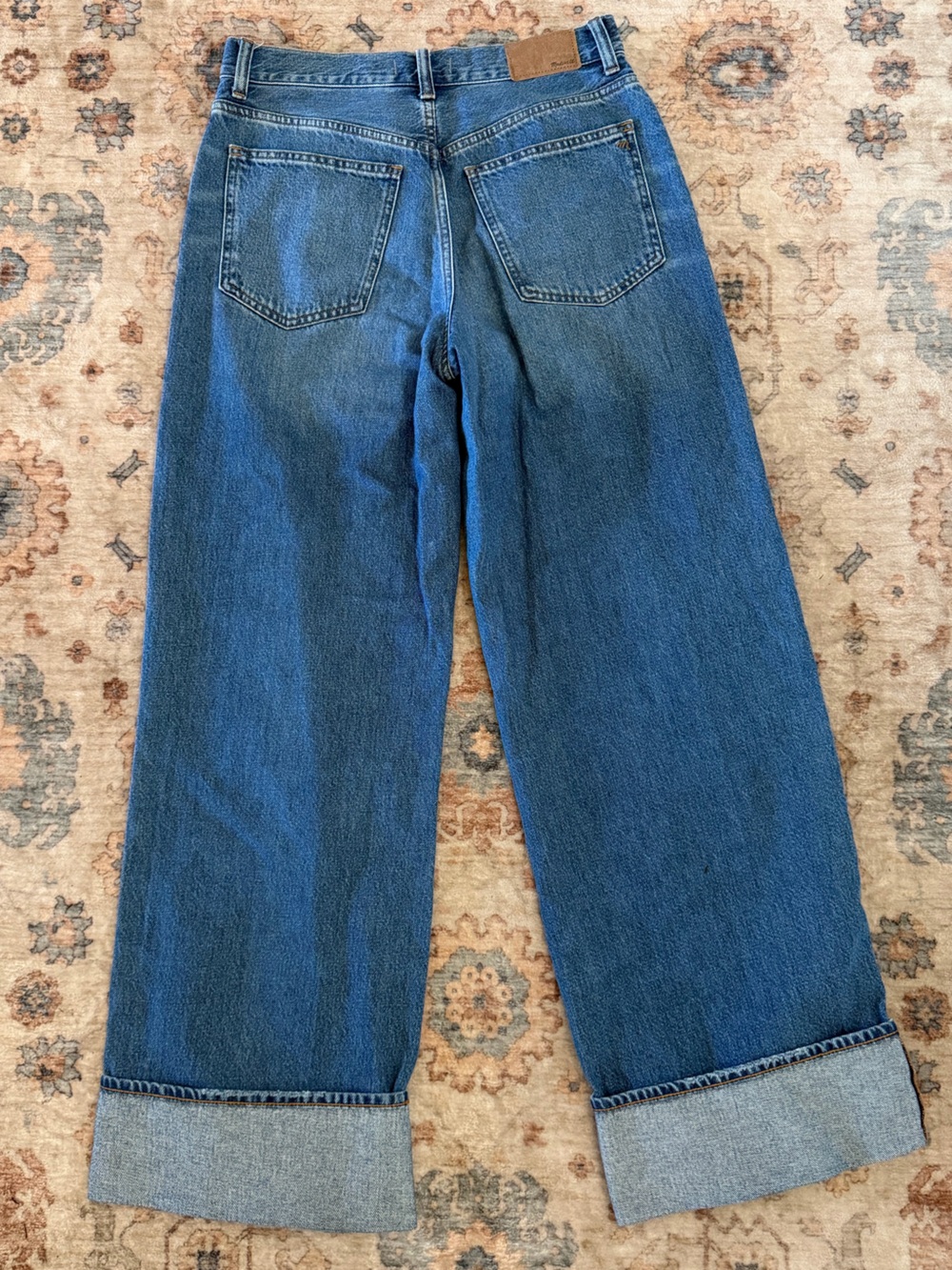 Madewell Blue Wide-Leg Cuffed Jeans - Picture 2 of 10